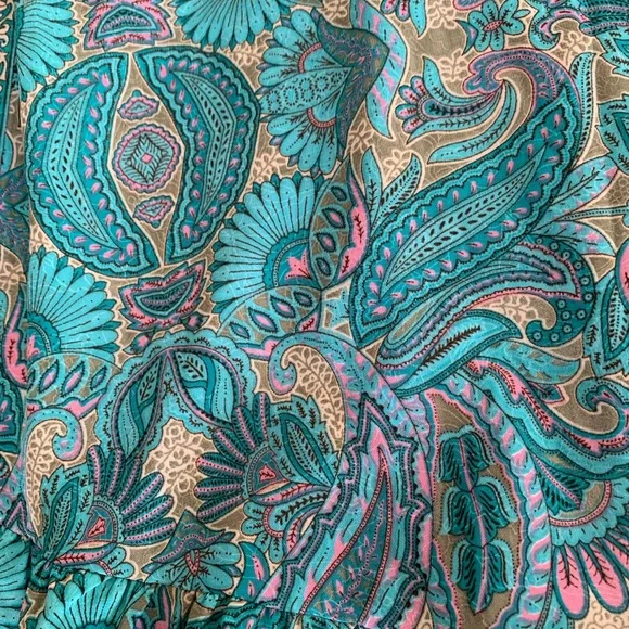 Anthropologie Boemo Turquoise and Pink Paisley Maxi Dress - Picture 9 of 14